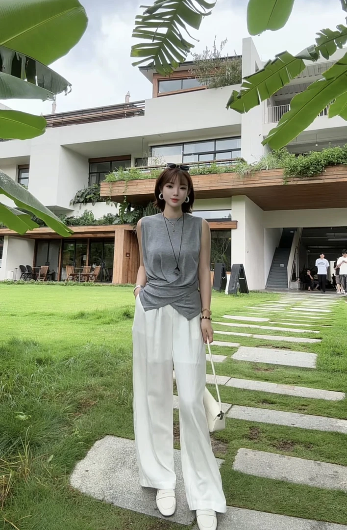 NaNa-原创设计 绝美交叉无袖针织背心设计感纯欲风上衣