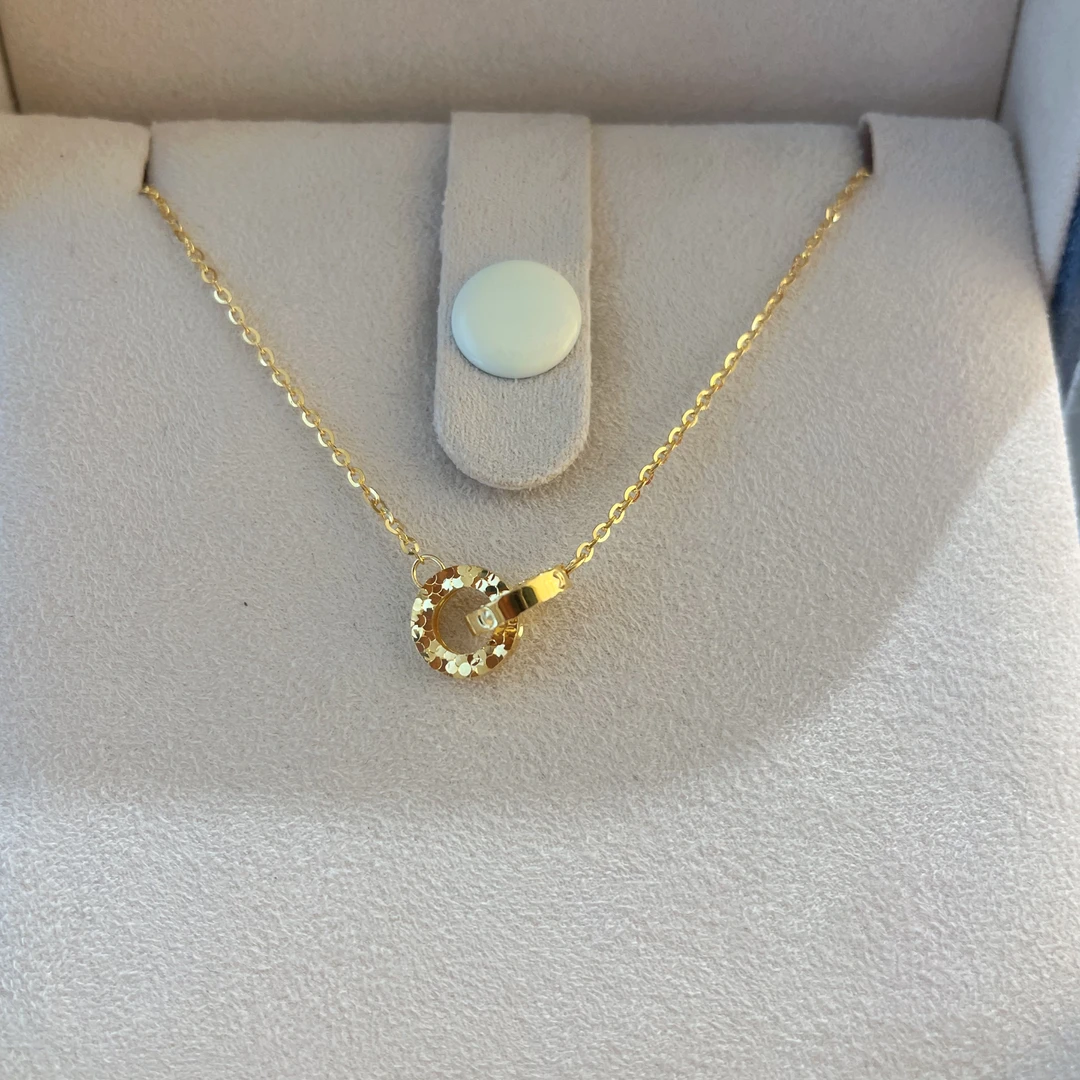 【不支持无理由退】 足金999.9鱼鳞双环环环相扣套链