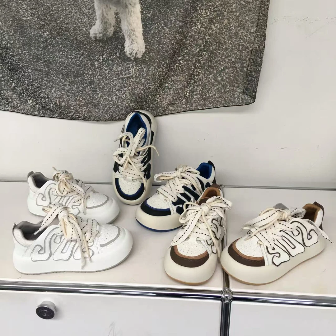 99-10 厚底板鞋女款2025新款小众百搭面包鞋时尚运动女鞋小白鞋