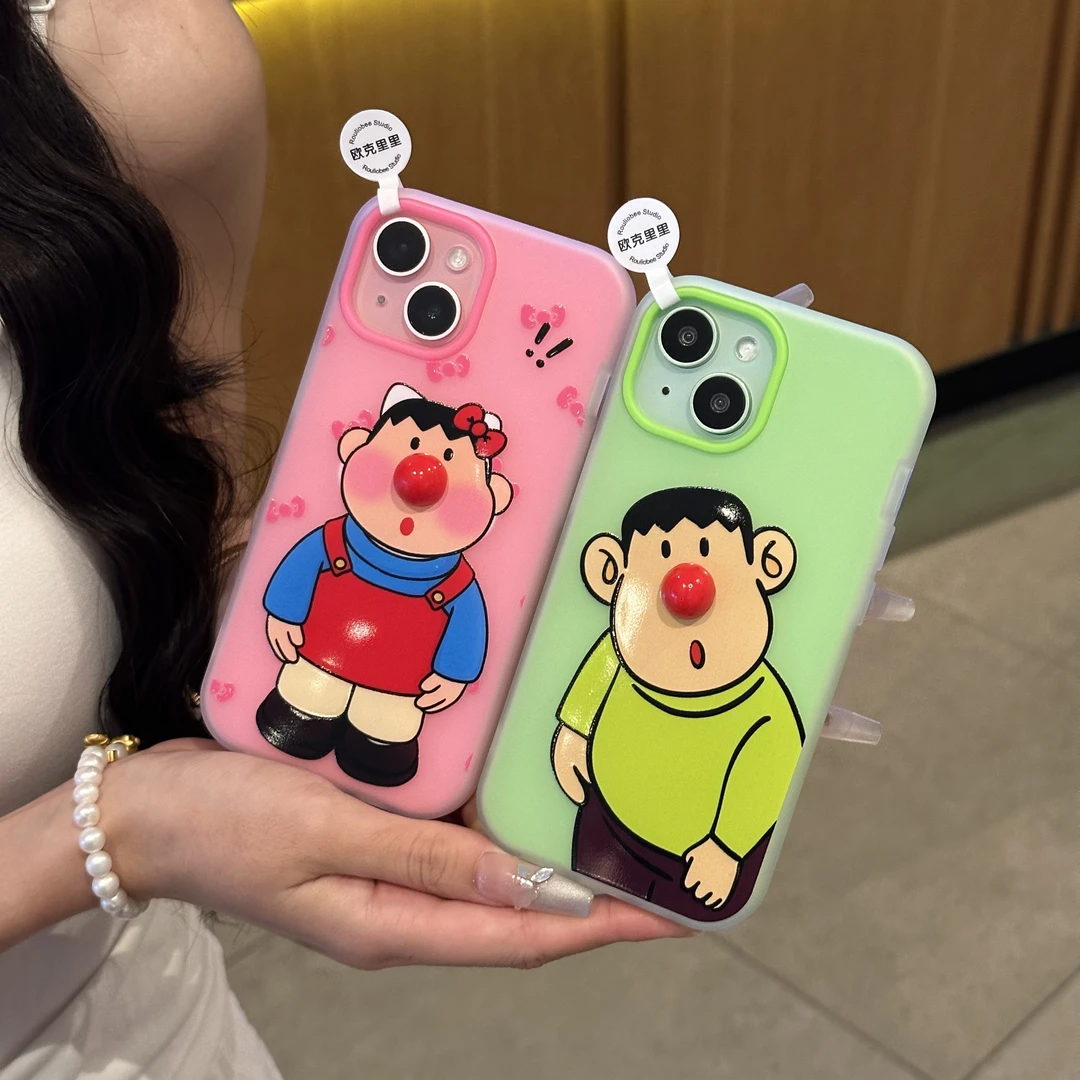 夕与空胖虎红鼻子苹果16/15promax手机壳14/13肤感果冻壳12/11套