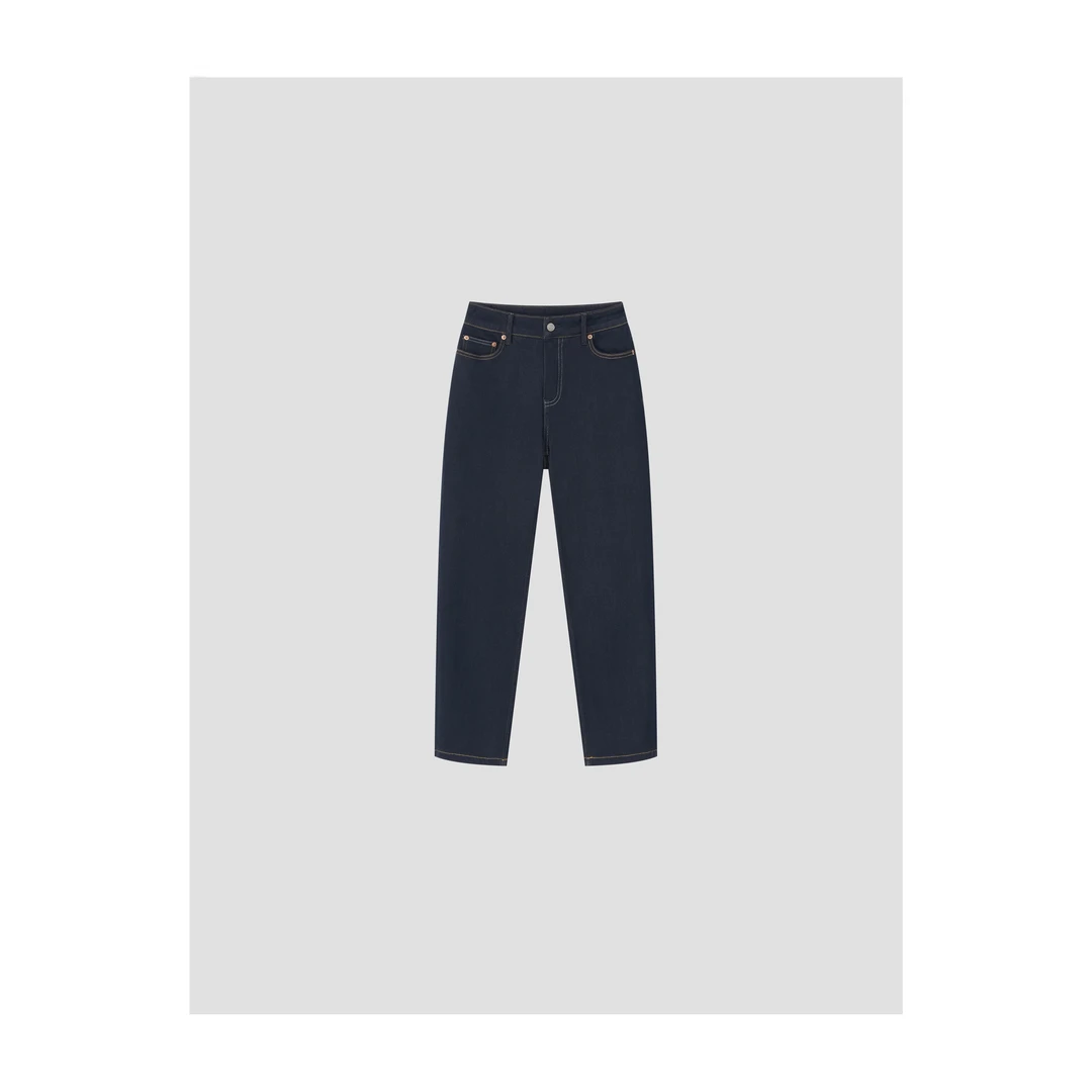 KEEP KAPU靠谱【机场牛仔裤】秋季新款拉绒深色弹力牛仔裤KP24656