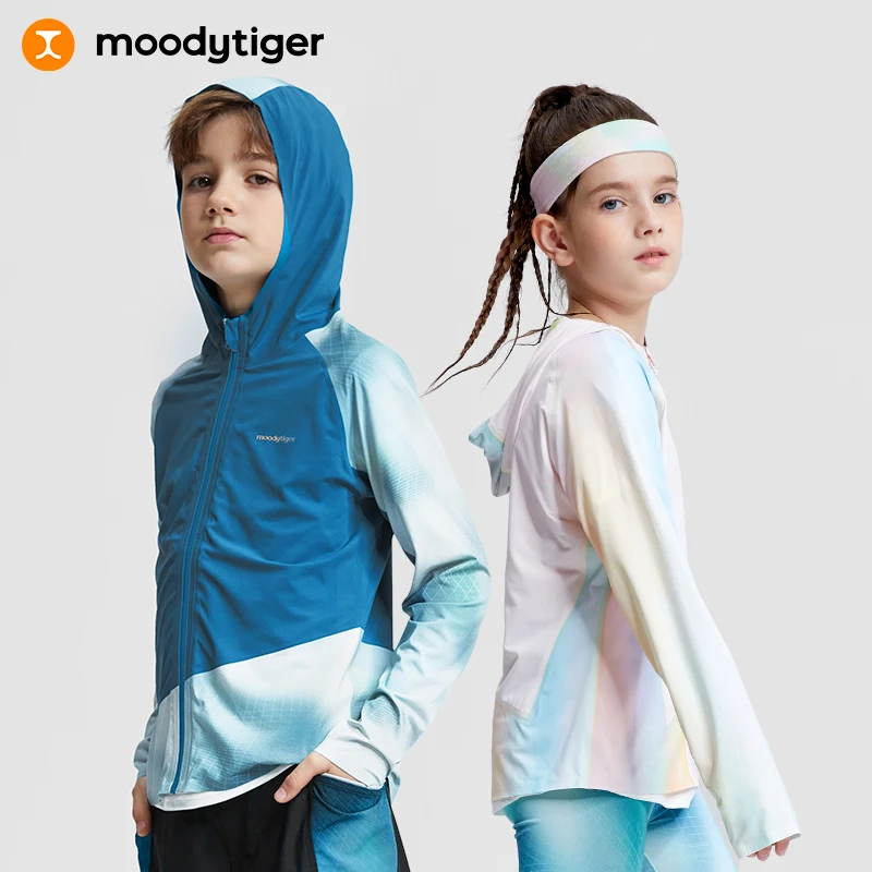 moodytiger儿童冰皮衣户外运动户外透气冰感防晒外套儿童开衫【H】