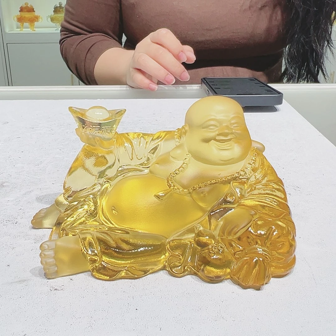 【闪购商品】手工艺品琉璃弥勒车摆 14cm