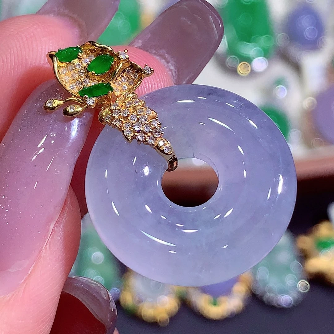 翡翠18K金镶嵌吊坠(不含链)