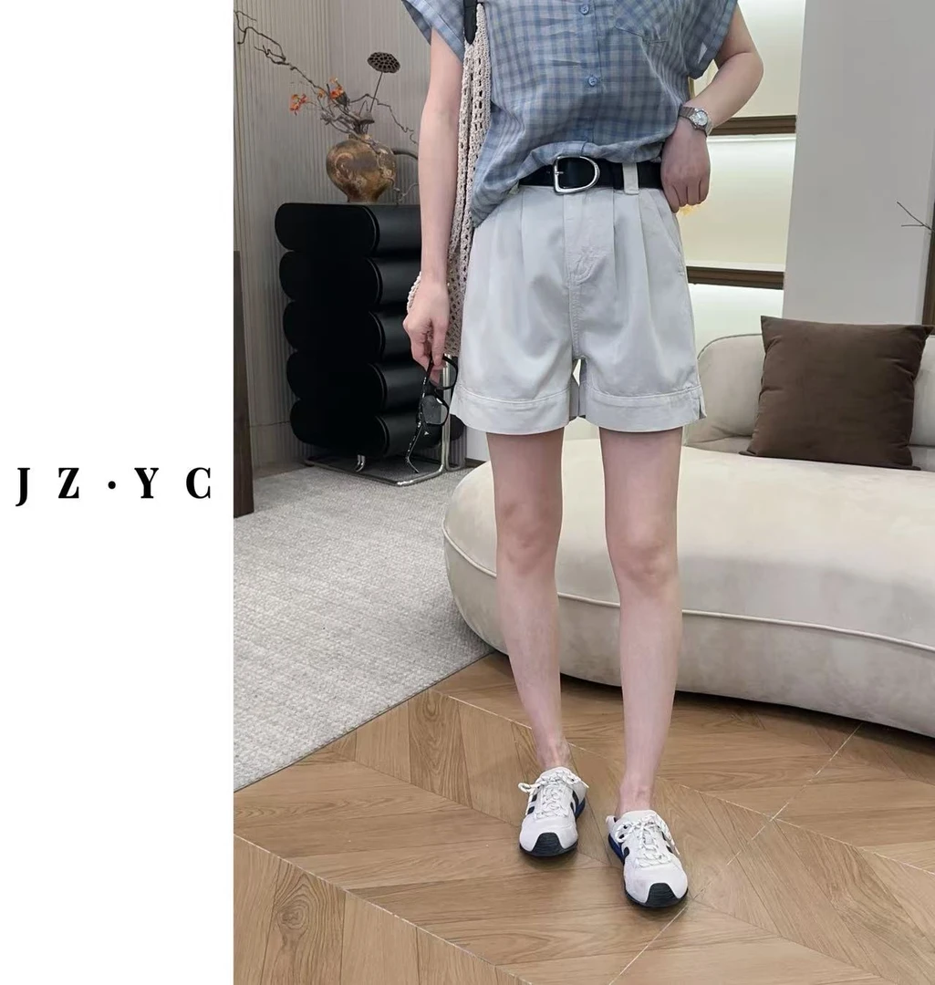 【洁子推荐】 2025夏季新款256685韩系翻边休闲短裤JZYC256685