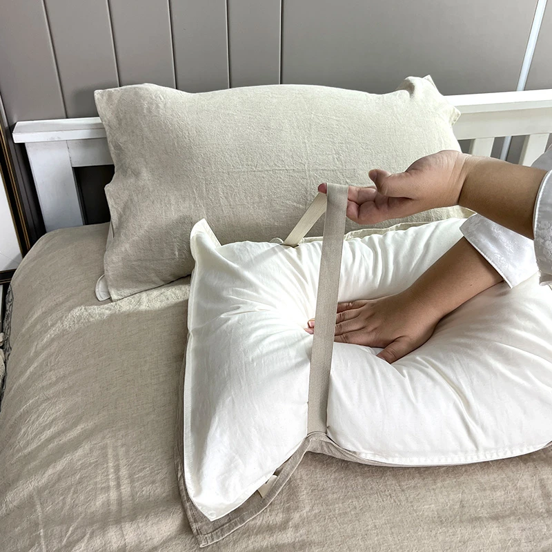 【亚麻枕垫】枕头巾带松紧带固定不滑落