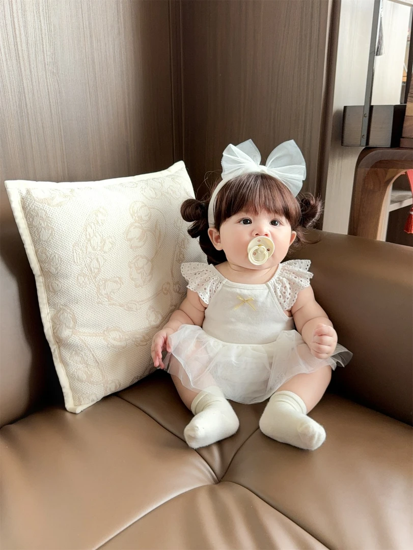 MK&UR.BV夏季婴儿包屁衣新生儿连体衣女网纱哈衣裙儿童幼洋气宝宝