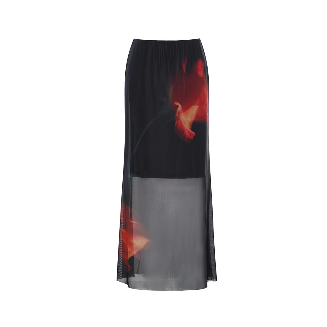 NIXNIA 定制玫瑰印花高腰鱼尾半裙女 NGD2FSW007