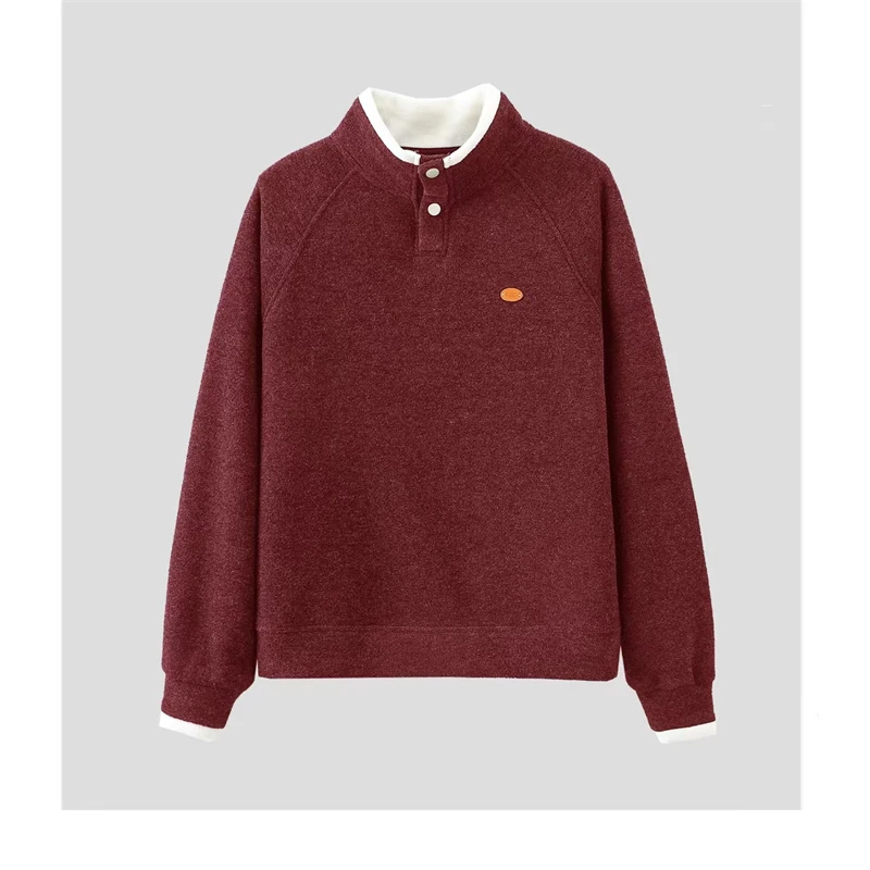 XUXU-「立领百搭」2024加绒加厚新款立领开扣设计洋气卫衣O-Q709