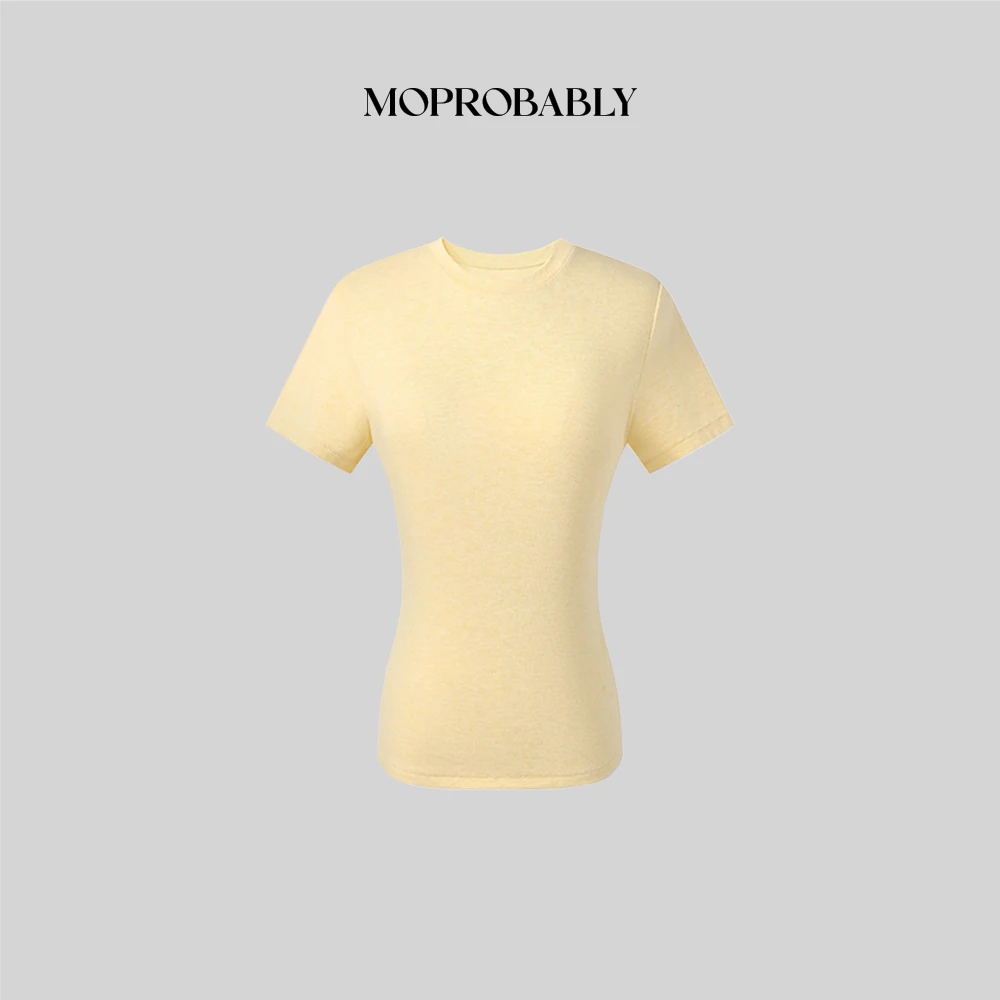 Moprobably李予诺「纱感T 」极简风简约软糯修身打底T恤L5147047