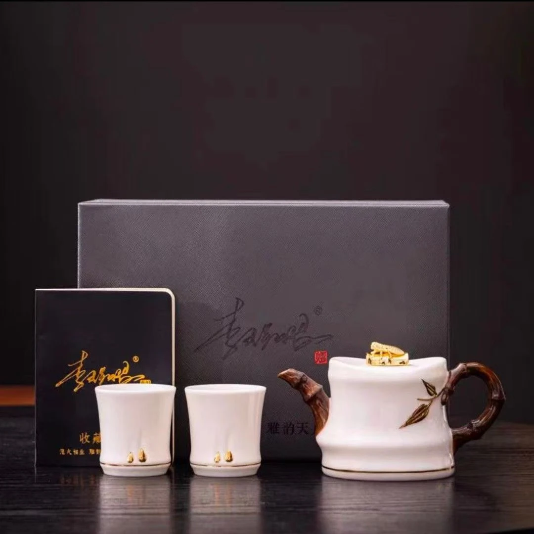 【李辉熠大师手做】羊脂玉瓷浮雕金蝉壶家用泡茶壶陶瓷茶壶功夫茶具