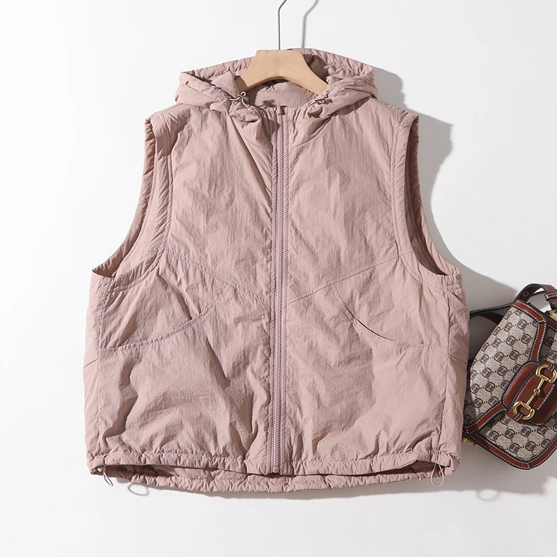 【春日伴侣】两面穿简约显瘦连帽夹棉防风减龄百搭马夹B7343#3980-2