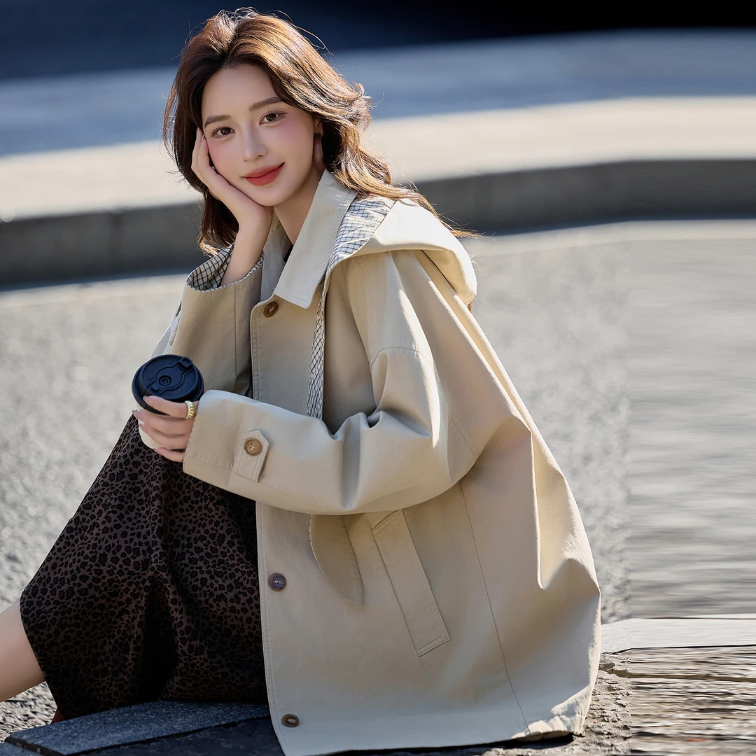 卡其色时尚洋气风衣外套女2025春秋新款小个子休闲百搭夹克上衣潮