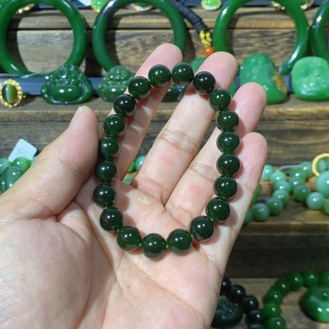 【闪购商品】和田玉未镶嵌吊坠(不含链)阿富汗黑碧玉手串 10