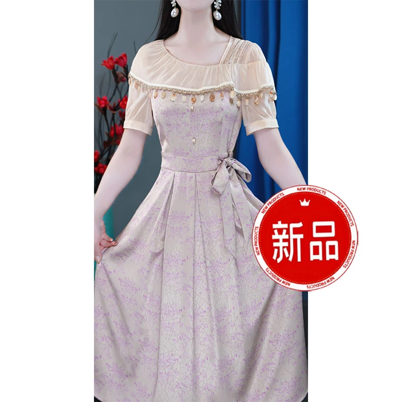 日常气质显瘦优雅夏季收腰百搭连衣裙