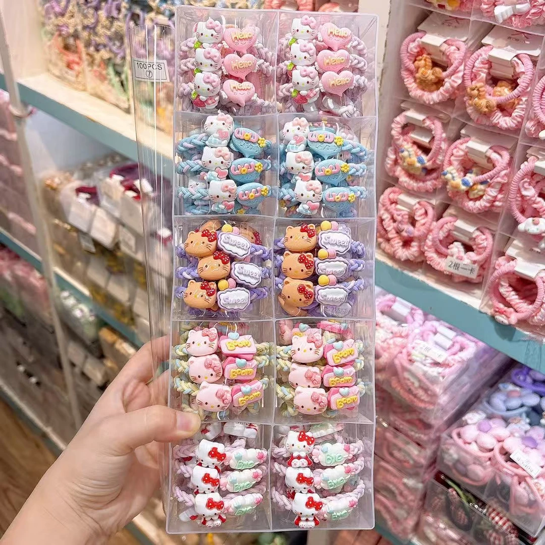 B-1807（满10米飞）d 5根粉猫爱心字母头绳  发圈