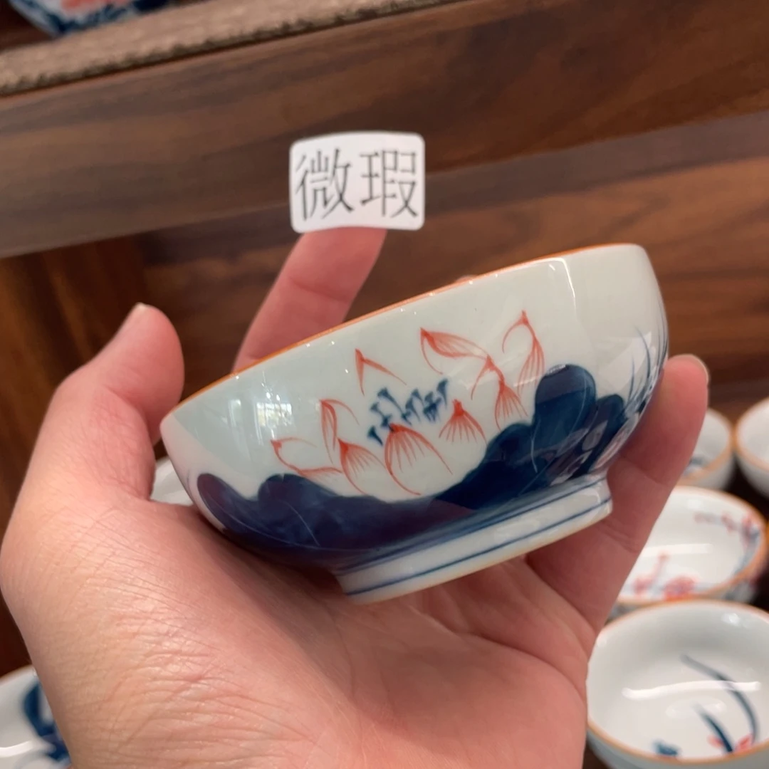 釉下手绘茶具微瑕