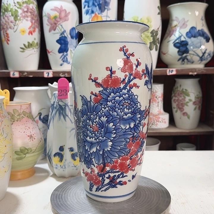 瓶高32红红牡丹新款陶瓷陶瓷新款陶瓷陶瓷