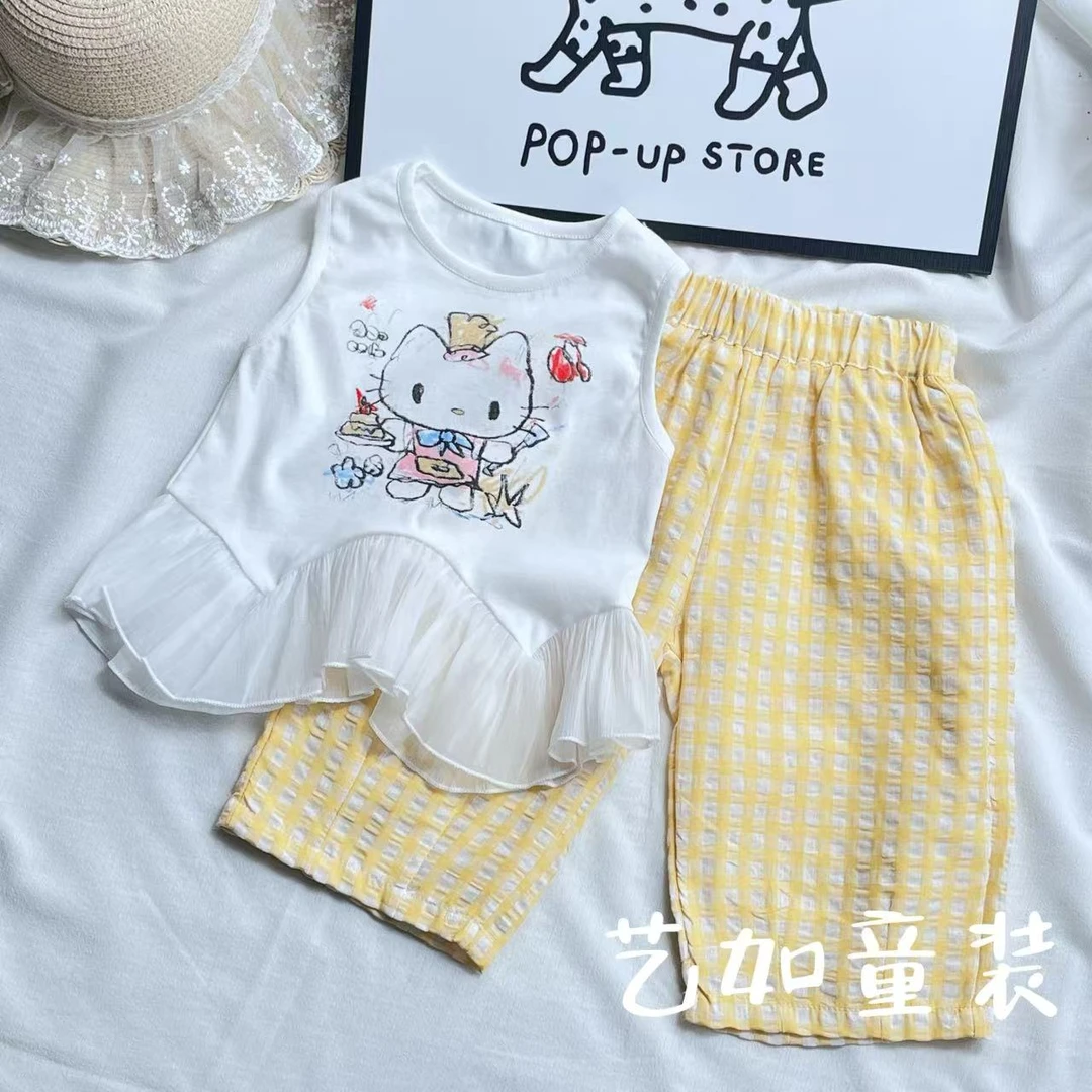 番茄家*夏季新款潦草的kt猫套装D-W797