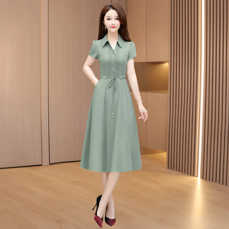 拉夏贝尔女装高端连衣裙夏季2025新款轻奢高级感气质小个子妈妈裙