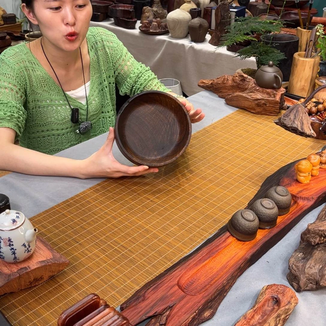 缅甸鸡翅木工艺果盘