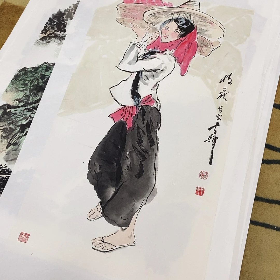 国画蚂*李辉手绘人物50.100