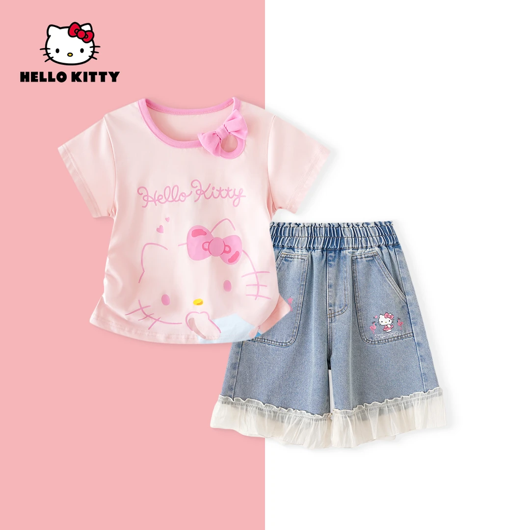 HelloKitty夏季新款女童女宝中大童休闲可爱套装AC5221JM353 AD