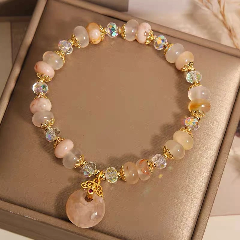 S05328 江生生【樱花树下】平安扣玉髓手串