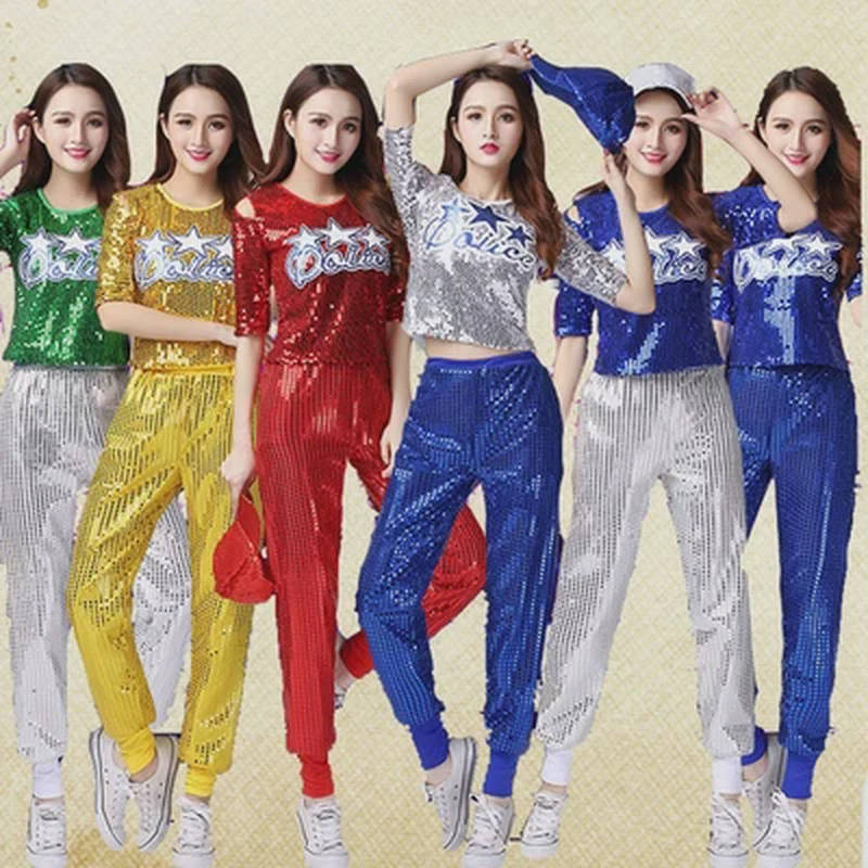 爵士舞演出服女现代舞蹈服装健美啦啦操拉中学生国庆节合唱演出服