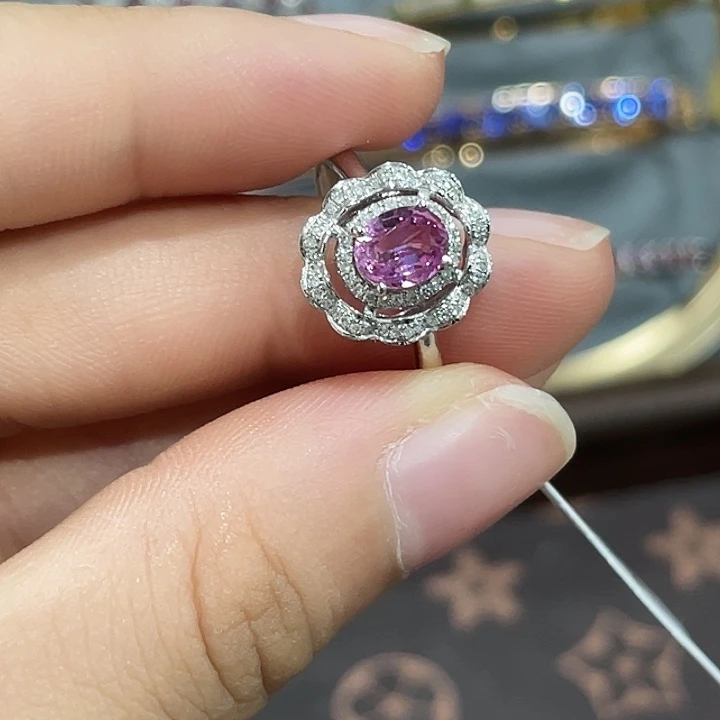 蓝宝石戒指18K金镶嵌