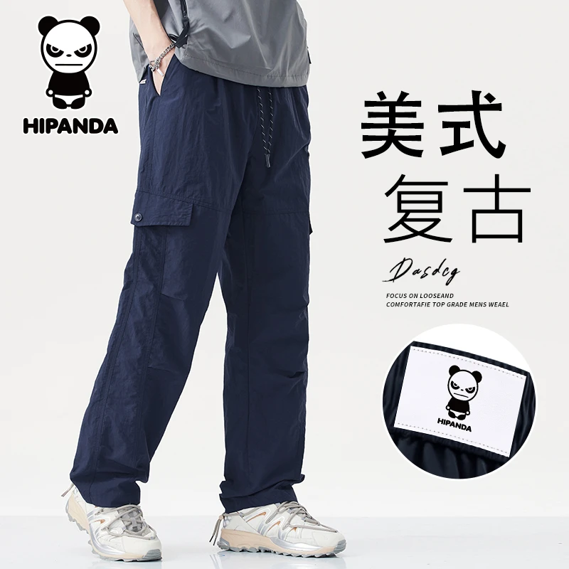 HiPanda你好熊猫男士夏季裤子薄款宽松直筒百搭速干运动休闲裤潮