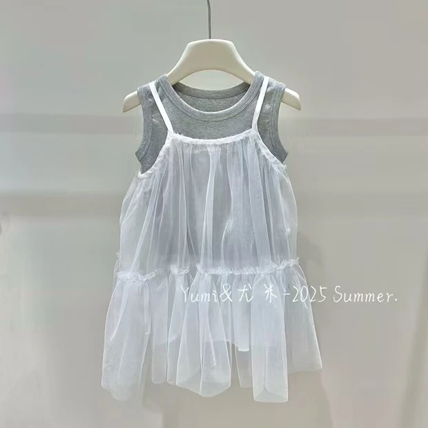 2025夏季爆款碎花洋气无袖韩版女童甜美儿童连衣裙女宝秀气