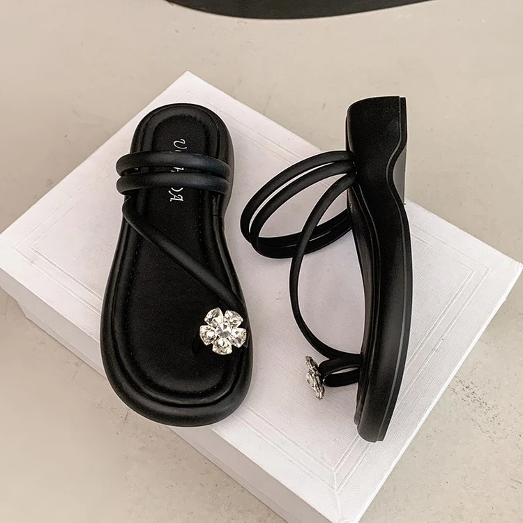 高级感两穿水钻凉女夏季外穿2025新款仙女厚底厚底鞋女夏季