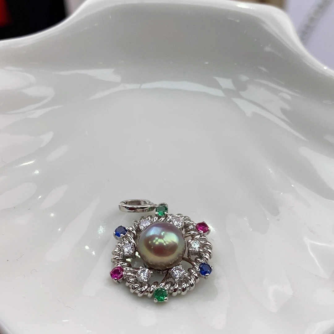 银S925镶嵌淡水珍珠颈饰