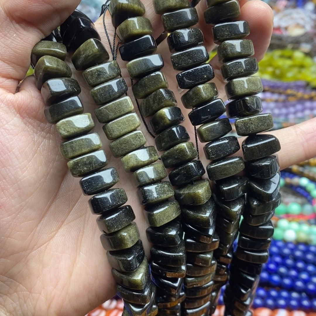 玛瑙/玉髓合金珠宝半成品十个天然金耀石6x12三角形隔片