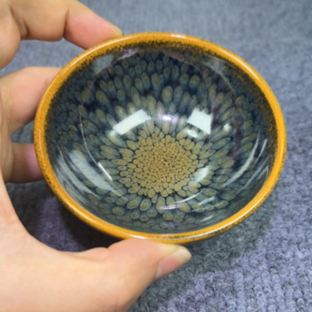 鹧鸪平口窑变建盏主人杯高档个人专用茶盏