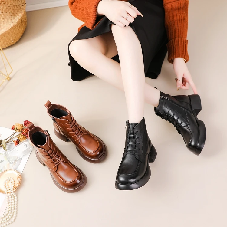 【皮毛一体】700-909冬季羊毛靴防滑保暖舒适马丁靴女靴9905/88067