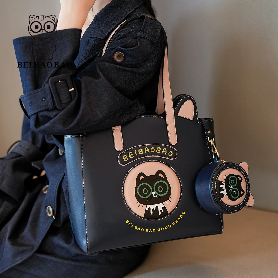 北包包源头工厂新款萌趣猫咪可爱托特女包大容量外出