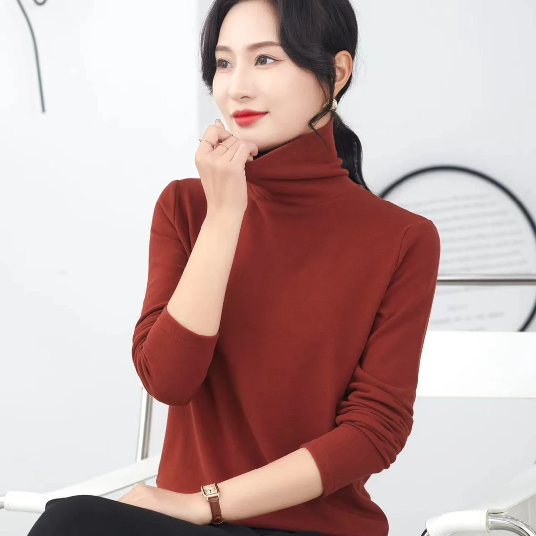 【洋气减龄】双面澳绒安哥拉红高领打底衫女秋冬百搭气质修身内搭