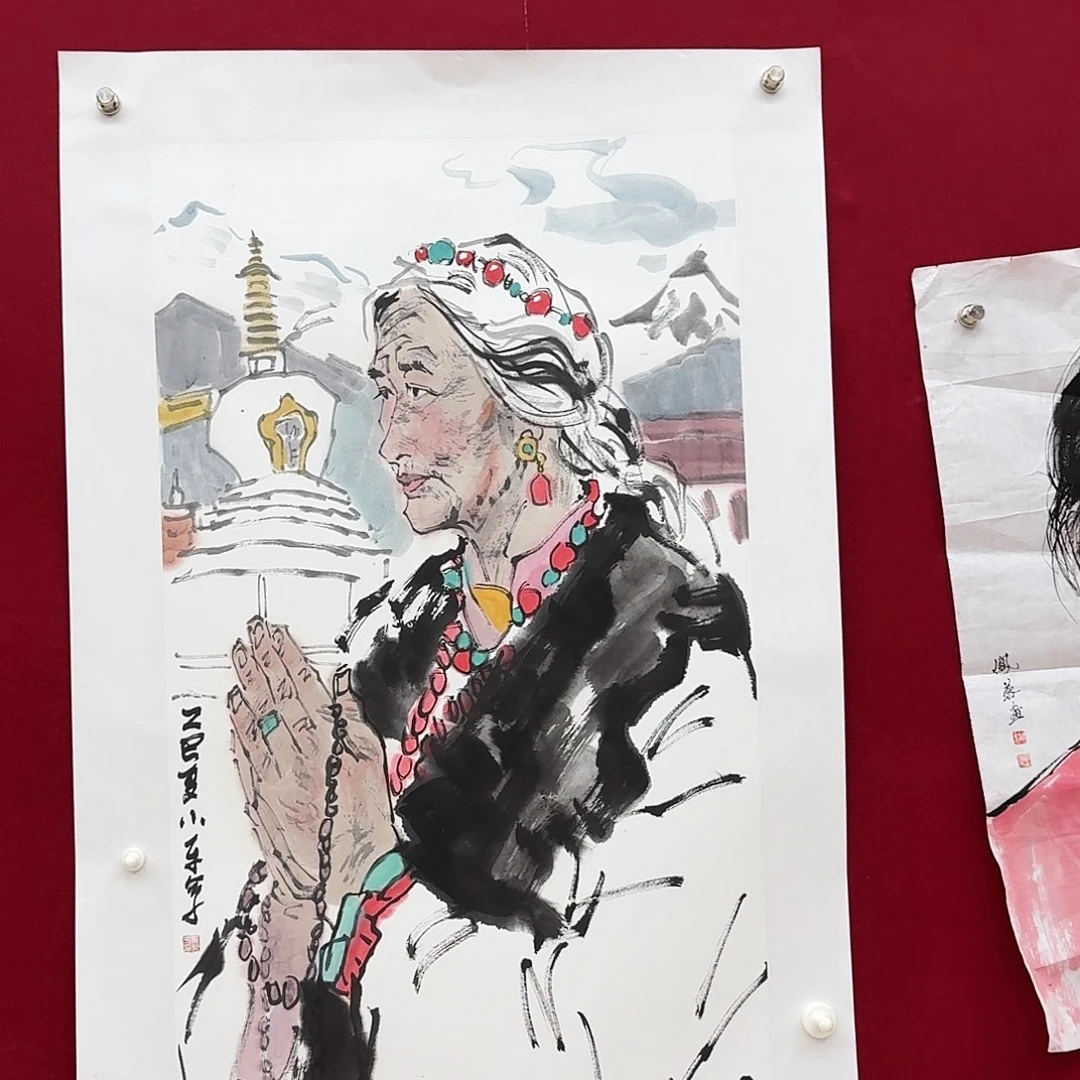 国画三尺整纸人物画