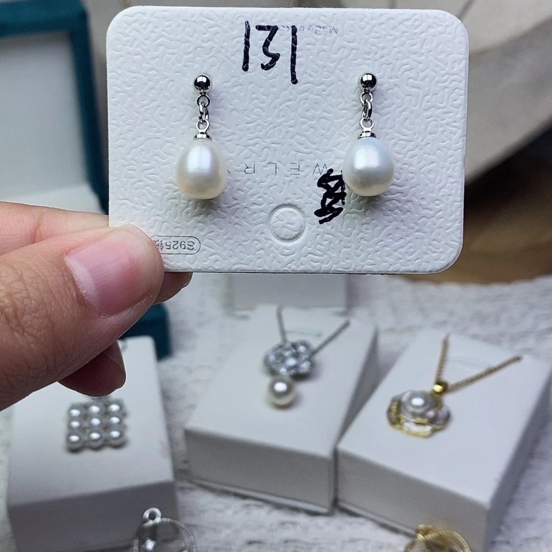 银S925镶嵌耳饰淡水珍珠