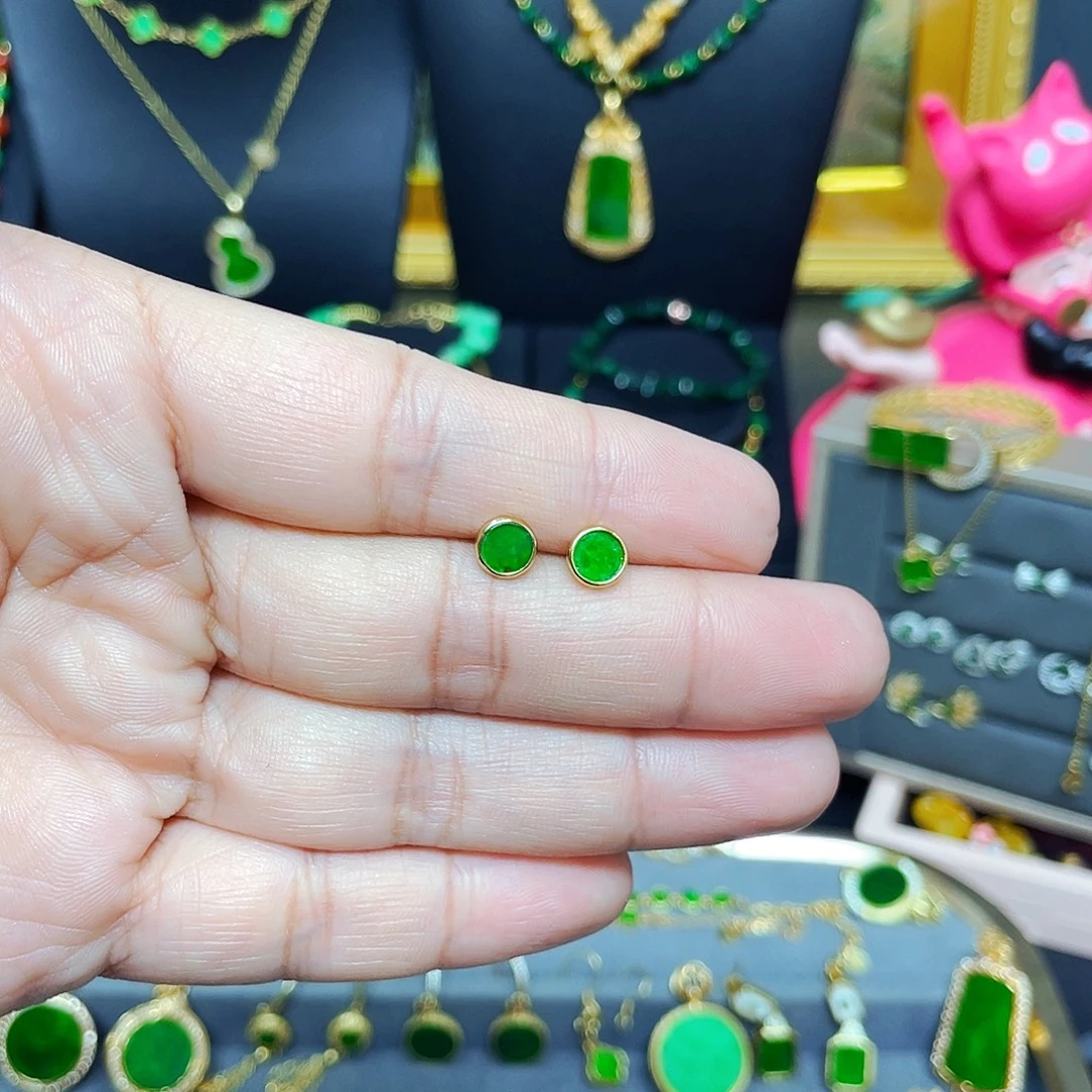 翡翠银S925镶嵌耳饰翡翠