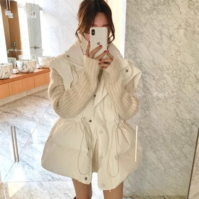 棉服200斤微胖大码宽松连帽加厚秋冬新款无袖收腰马甲外套女