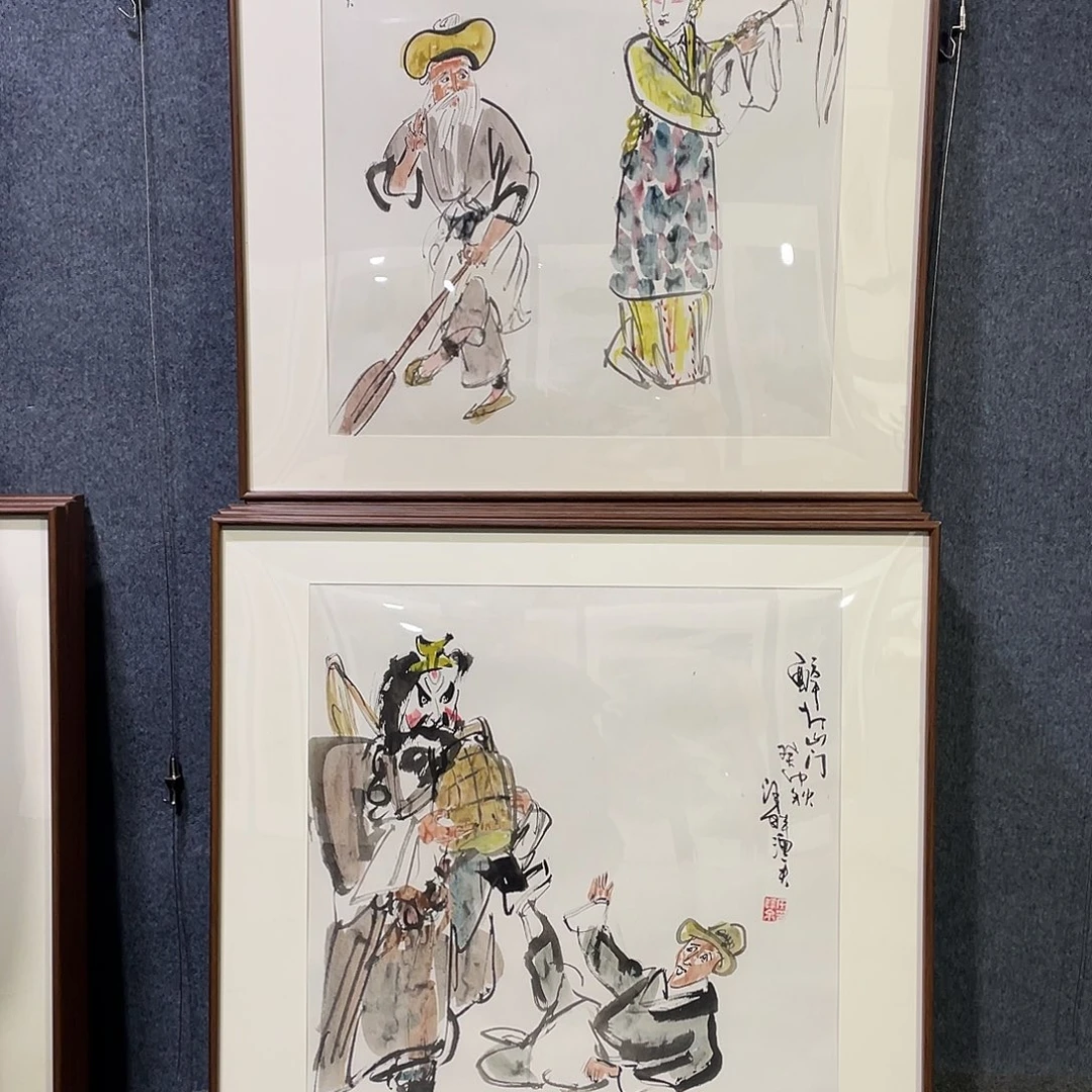 国画手绘画带框发货
