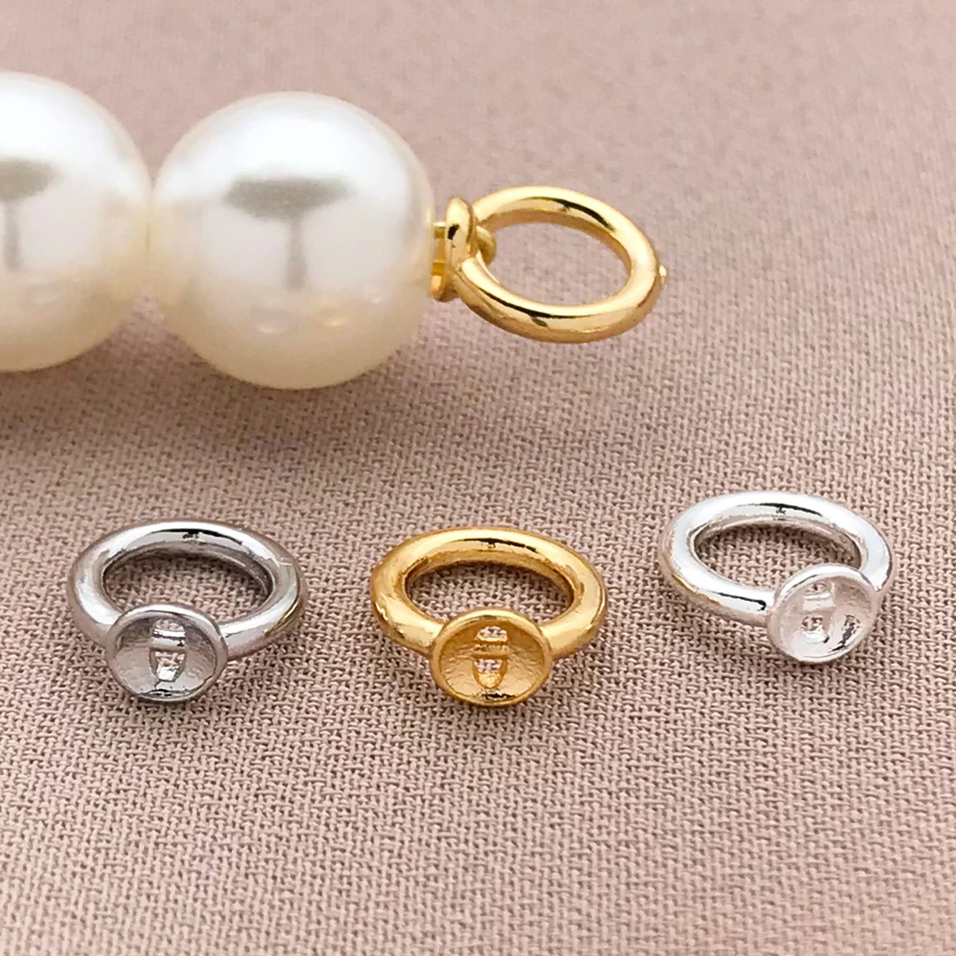 铜镀18K金保色猪鼻圈连接万能diy串珠手链项链饰品配件隔片硅胶