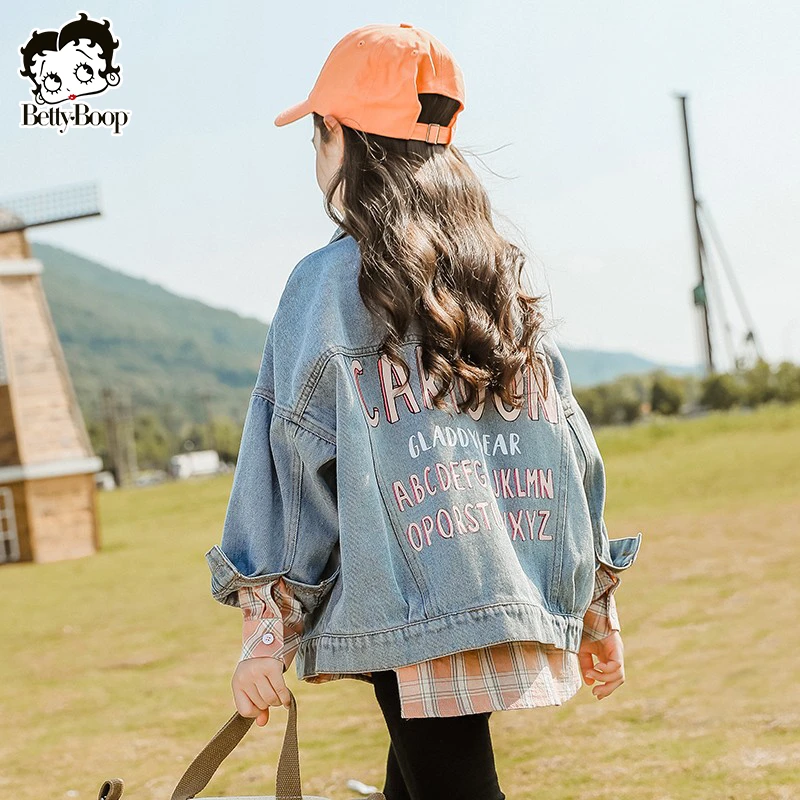 BETTY BOOP/贝蒂洋气女童牛仔外套春秋2025韩版儿童秋冬上衣10040