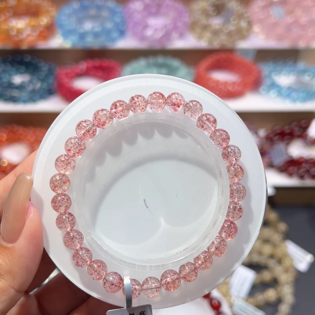 石英质玉未镶嵌手串天花板花瓣草莓晶6.8mm