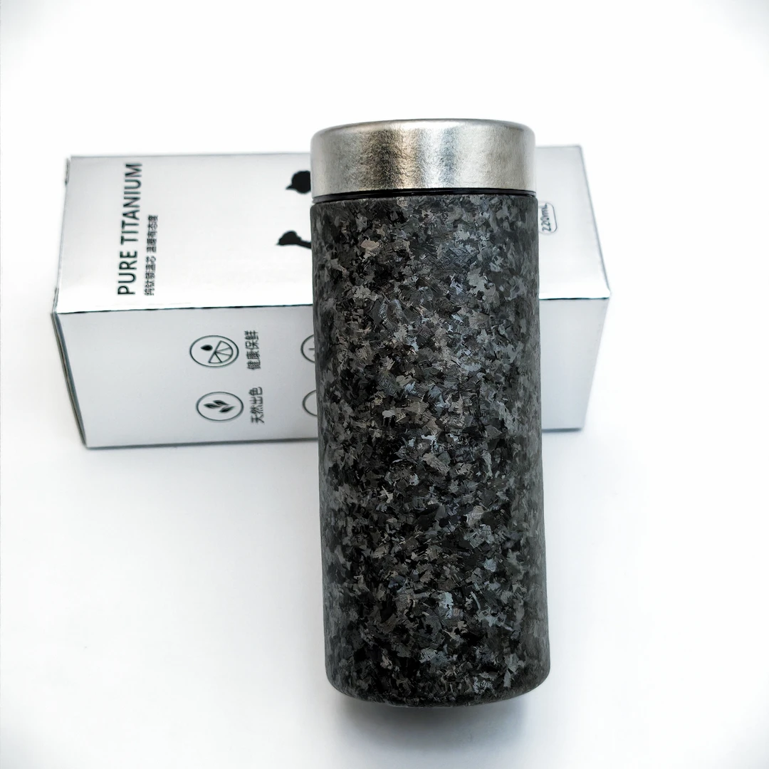 【口袋杯系列】纯钛雪花系列黑曜石口袋杯便携车载双层小巧200ml