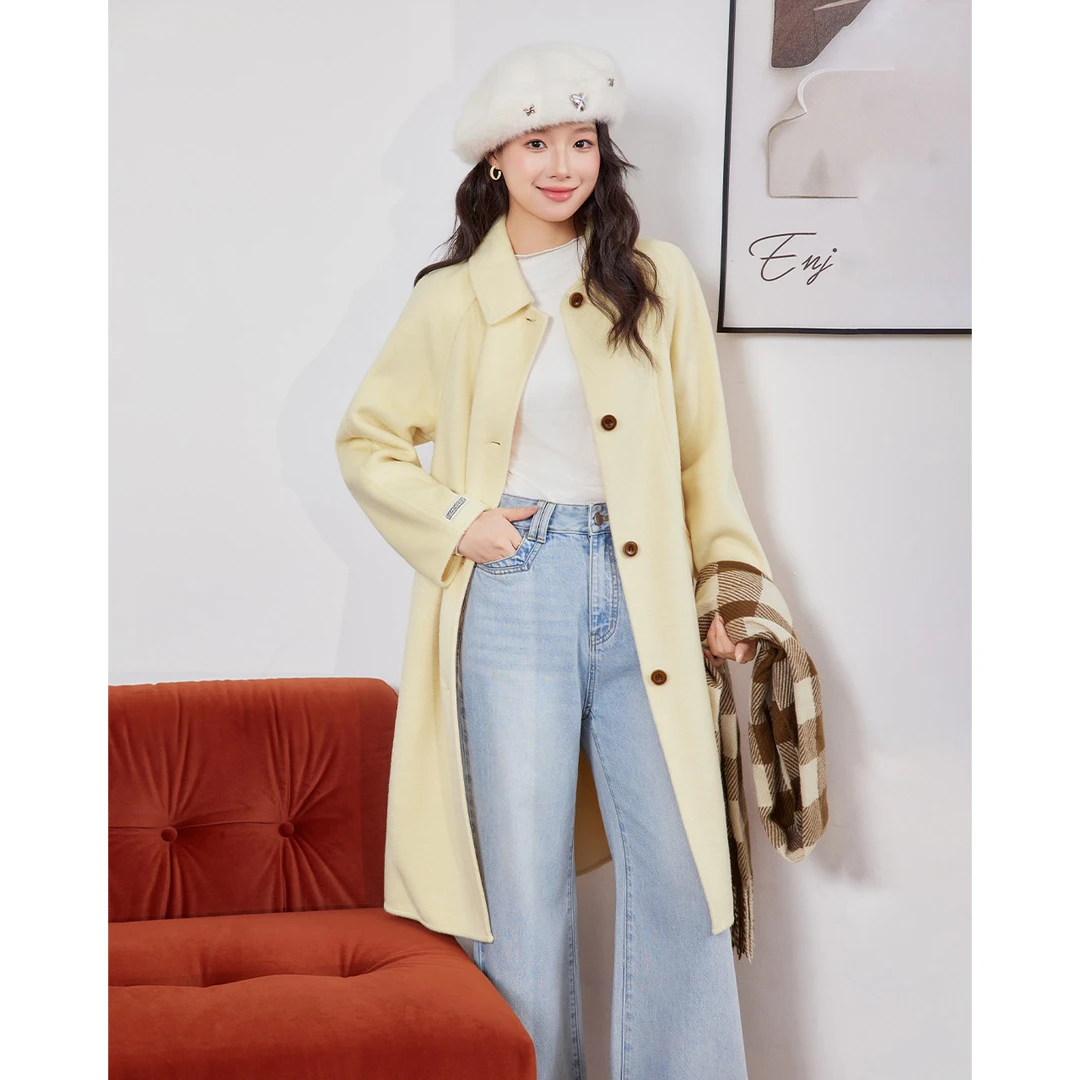 IEF/爱依服【小个子】2025秋冬新款法式大方通勤百搭呢绒长外套