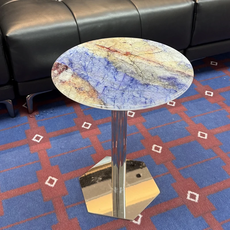 【蓝粉钻奢石边几】奢石意式客厅设计感异形时尚轻奢边几